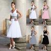 Fashion Women One Piece Dress High Waist Mid-length Skirt Party Dress Evening Wedding Dress