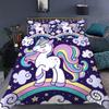 Unicorn Duvet Cover Set King Queen Size Pink 3D Print Cute Unicorn Star Rainbow Cloud for Kids Girls Boys Polyester Bedding Set
