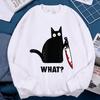 What Black Knife Cat Hoodie Women Unisex New Streetwear Harajuku Crewneck Hoodie Casual Fashion Sweatshirt Loose Fleece Warm Sportswear