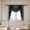 [Vintage Curtain] 1pc Semi-Sheer Polyester Vintage Style Hand-Embroidered Floral Valance Curtain | Unlined, Rod Pocket Hanging,
