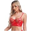 Womens Mesh Underwire Push Up Bra Balconette Bustier Wet Look Crop Top Back Zipper Lingerie