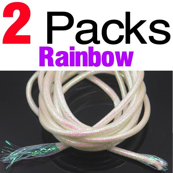 MNFT 2Packs(Total 4m) Mraided Holographic Mylar Cord 3.5mm 3mm Tubes For Fish Fly Tying Materials There Are White Lines Filling