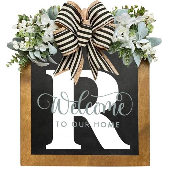 Модная дверная табличка без заусенцев с бантиком, начальная фамилия, год, поставка приветственных подарков в фермерском доме