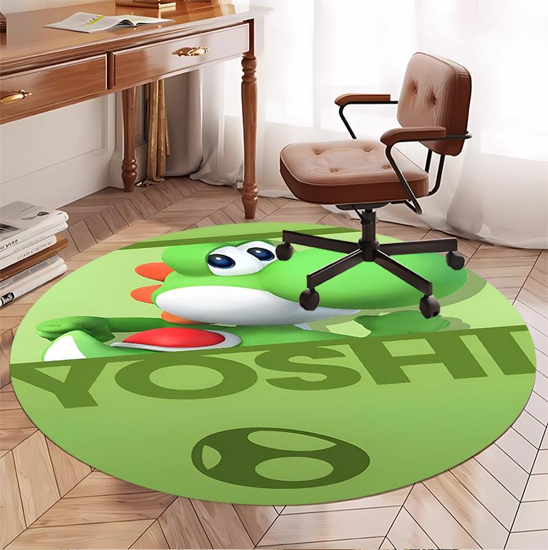 Yoshi Pattern Round Rug, Indoor/Outdoor Mat, for Picnic, Gameroom, Bedroom, Office, Living Room, Home Decor Carpet, Birthday Gift