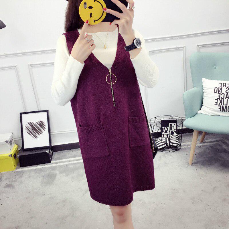 2020 Wool Sweater Vest Women Sleeveless Knitted Vests Long Poullover Vest Female Jumper Pull Femme