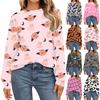 Women's Fashion Long Sleeve Shirts Loose Fitted Crewneck Basic Halloween Print Tops Casual Outfits