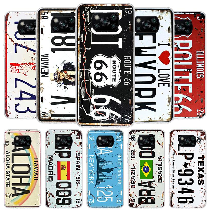 License New York Plate Number Cover Phone Case For Xiaomi Poco F7 Ultra X7 X6 X5 Pro M7 Redmi 15C 15 13C 13 12C 12 10C 10 9A 9C