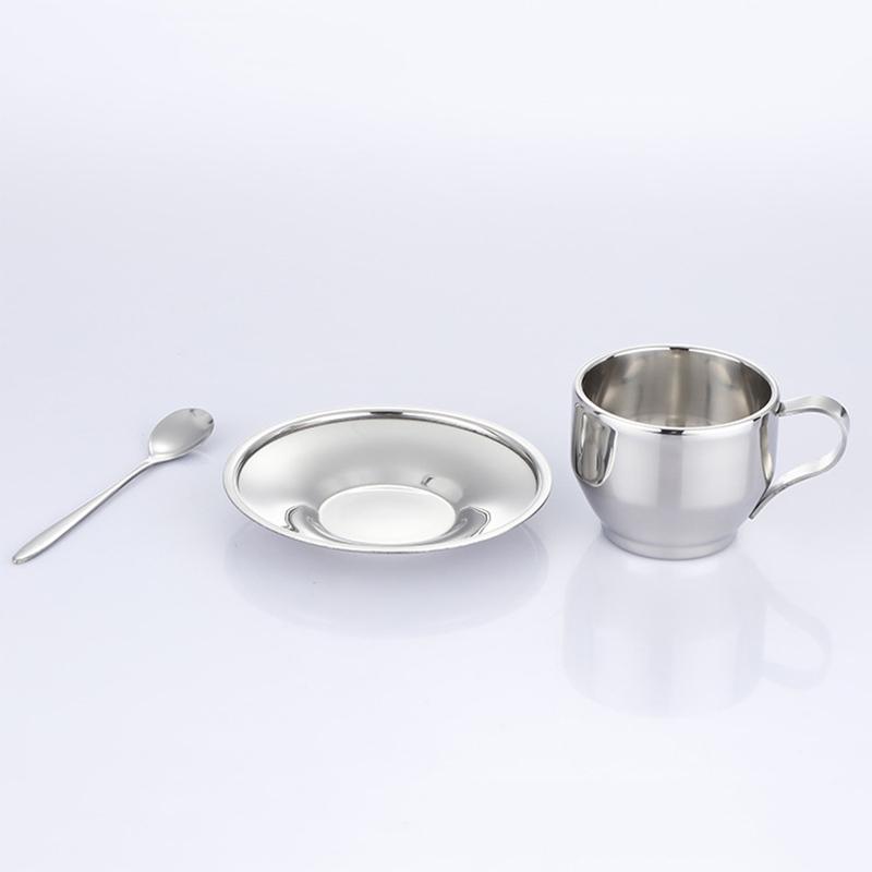 180 мл/200 мл кофейная чашка двухслойная устойчивая кофейная чашка набор из нержавеющей стали чашка для чая с тарелкой и ложкой