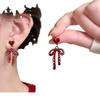 Серьги-бантики в стиле ретро с винно-красным сердцем — стиль Гонконга для женщин, повседневные и универсальные аксессуары