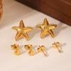 Star-shaped jewelry set zircon stud earrings Ins vacation style starfish earrings 18k gold titanium steel accessories