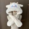 Cute Little Sheep Plush Hat Women'S Winter Cold Protection And Warm Hat Scarf Integrated Thickened Ear Protection Lei Feng Hat