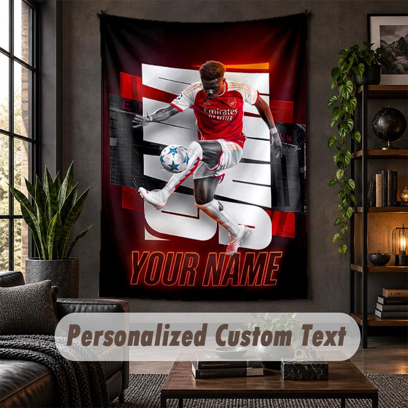Wall Tapestry Bukayo Saka Print Custom Name Text Wall Hanging Home Decor