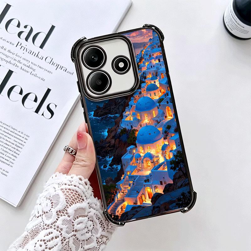 Санторини Греция Лето Покрытие Чехол для телефона Для Xiaomi Redmi Note 14 15 Pro Plus 13 12 11 11S 11T 10 9S 9 5G Противоударный Подушка безопасности Co