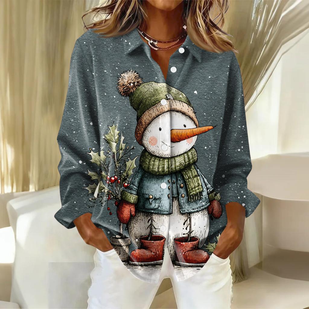 Women's Shirt With Floral Print Buttons, Long Sleeved Casual Regular Shirt Blouses Casual Plus Size Basic Tops