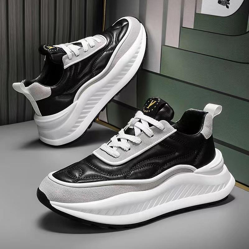 Модные кожаные повседневные туфли на плоской платформе с увеличенным размером, мужские спортивные туфли на шнуровке, массивные кроссовки, высококачественная модная мужская дизайнерская обувь