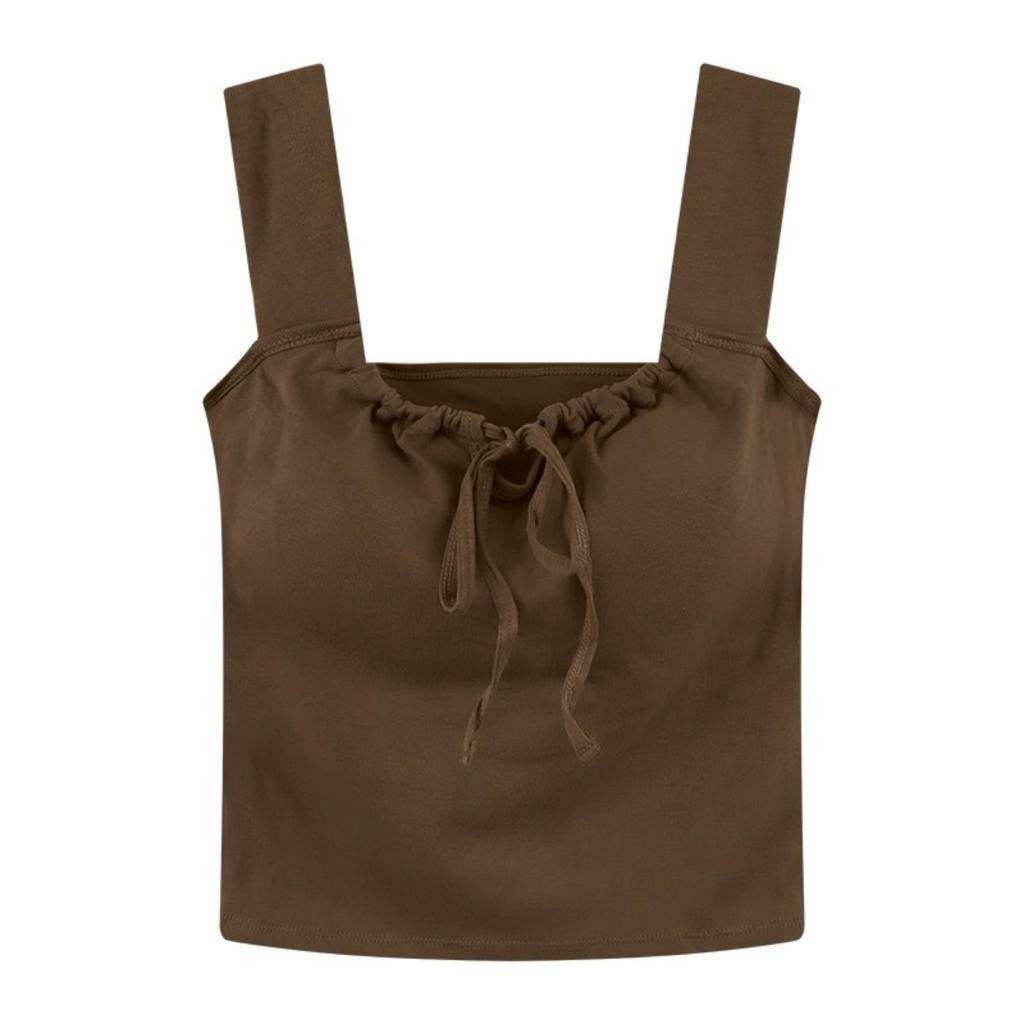 Белая атмосфера Feeling Camisole Майка женская, универсальная с бюстгальтерами Отдел, с бантом Короткие модели Снаружи Тонкие топы