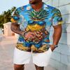 Мужская летняя новая 3D цифровая печатная гавайская рубашка с короткими рукавами и лацканами, модный наряд для отдыха на открытом воздухе