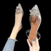 Fashion Summer Transparent Sandals Women Crystal High Heel Elegant Shoes Party Dress Ladies New Rhinestone Pointed High Heel Sandals