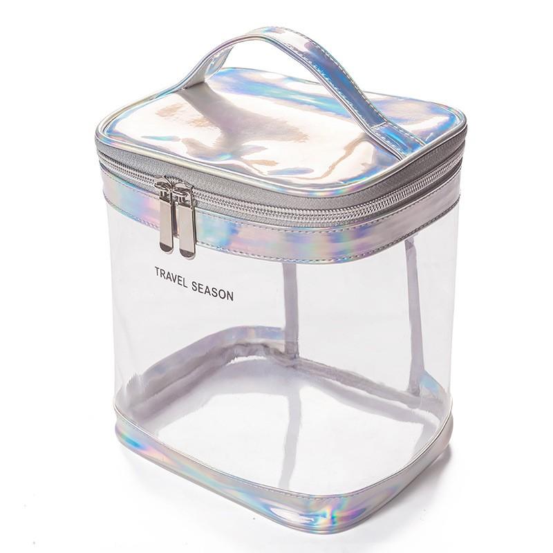 Handheld Transparent Pvc Makeup Bag, Simple And Large Capacity Toiletry Bag, Business Travel Toiletry And Cosmetics Storage Bag