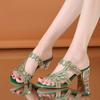 Summer New Sandals Rhinestone Women's Shoes Thick Heel Sandals Large Size Women's Shoes