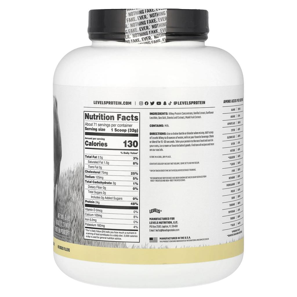 Grass-Fed Whey Protein Powder, Vanilla Bean, 2.27Kg(5Lb)