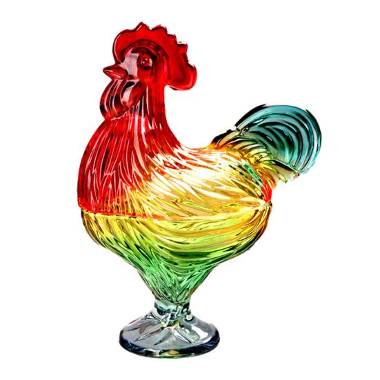 Стеклянная банка для конфет в виде петуха с крышкой, ручная работа, витражная чаша для закусок, декоративная фруктовая чаша для сладостей и орехов, декор для дома и гостиной.