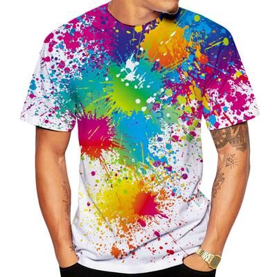 Футболка с 3D принтом Paint Splatter Tie Dye для мужчин и женщин, большие хипстерские футболки с радужными граффити, уличная одежда в стиле Харадзюку, детские футболки, топы