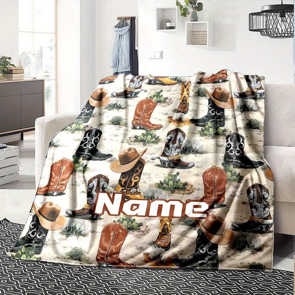 Western Cowboy Boots And Hats Home Blankets Comfortable Soft Lightweight Allseason Multipurpose Blanket For Picnics Sofas Offices Beds Living Rooms