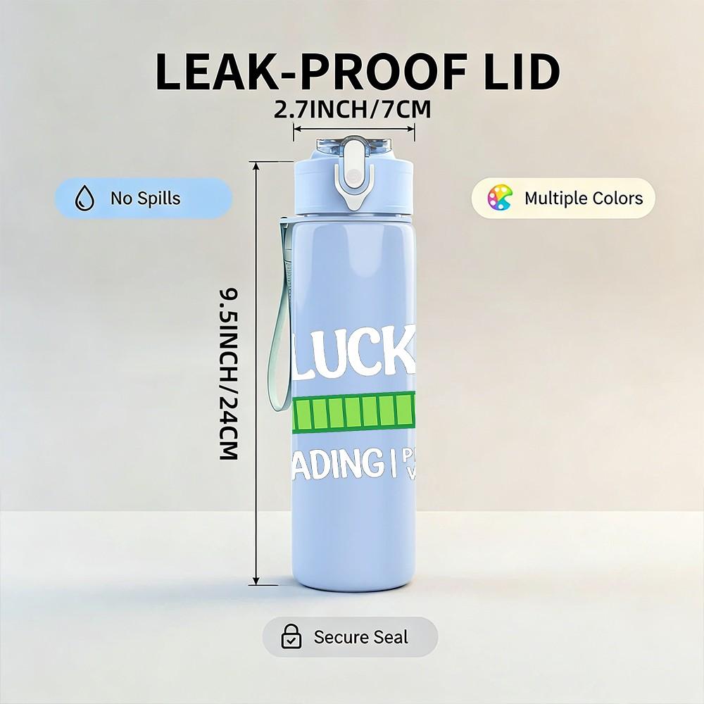 1PC Simple Green Lucky Clover Bar 750ml Color Plastic Sports Water Bottle Leakproof Flip Straw Lid Suitable for Sports Office Home Use