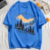 Natural Mountains House Printing Mens T-Shirts Casual O-Neck T Shirt Cotton Soft Short Sleeve Loose Summer Clothes