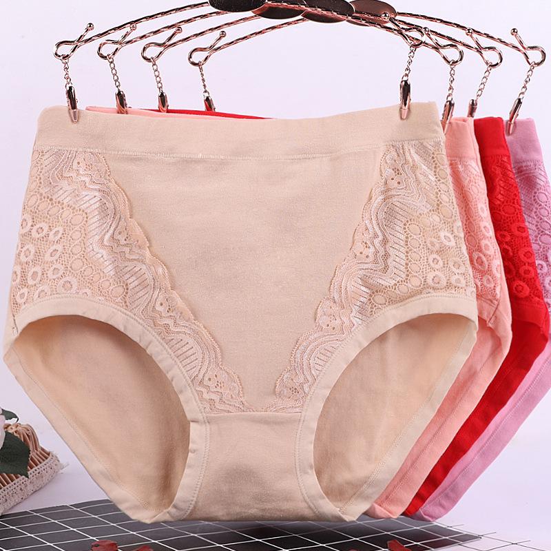 Mom Underwear for Women Panites High Waisted Pure Cotton Lace Middle-aged and Elderly Women Plus Size Triangle Panties