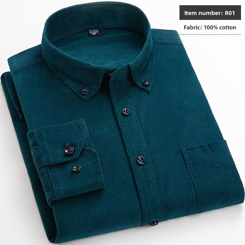 Cotton Mens Long Sleeve Shirt With Pockets For Casual Fall Autumn Style