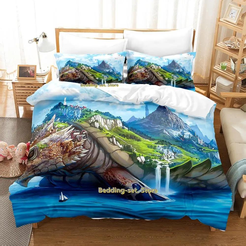 World Turtles Turtle Island Bedding Set Cartoon Anime three-piece set Adult Kid Bedroom Duvetcover Sets 3D Kawaii Animal