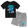 3-12 Ensemble décontracté sportif pour garçons et filles, T-shirt d'été cool à manches courtes et imprimé numéros 6 et 7, style