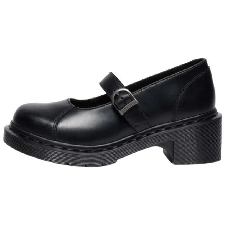 Dr.Martens ALDERSTONE Кожаные туфли Мэри Джейн на массивном каблуке 6 см Женские Черные 42664001