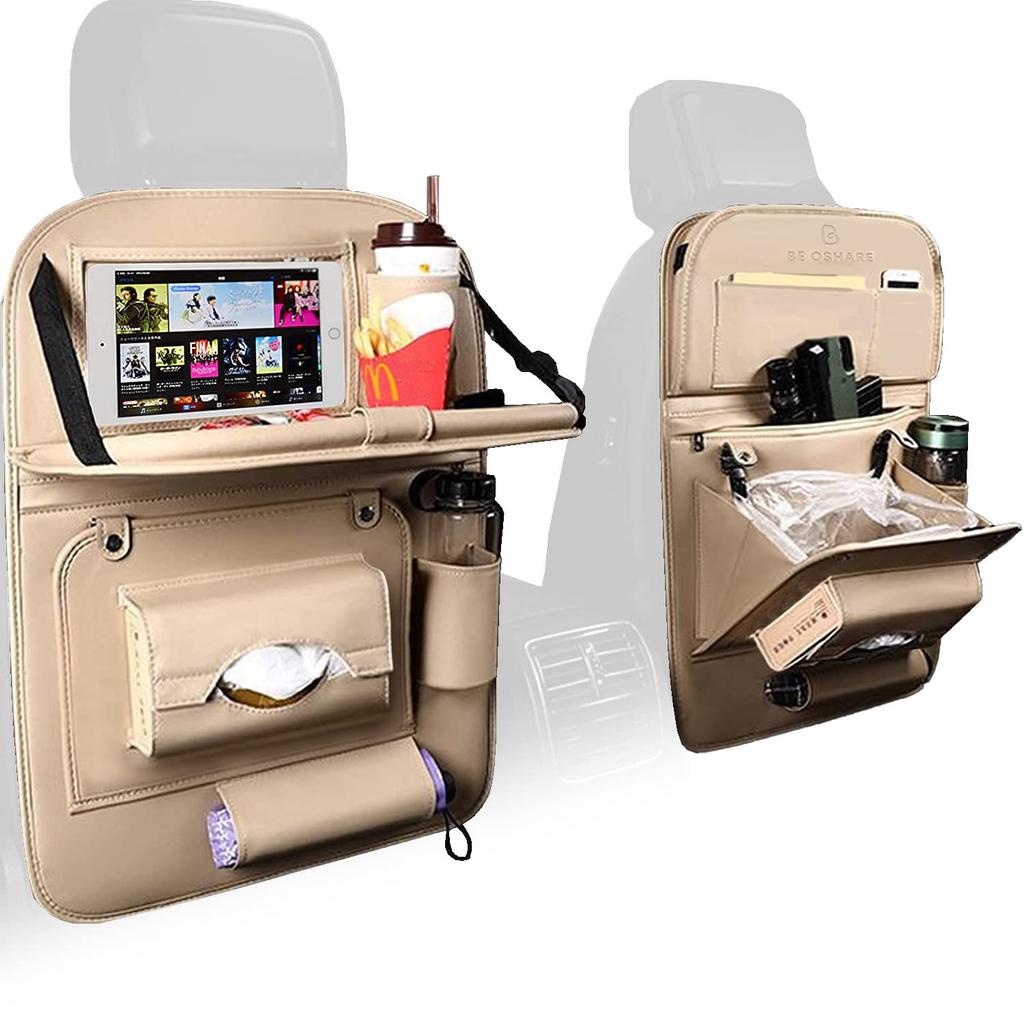 Be Oshare Car Seat Back Pocket Multifunctional Storage Bag for Rear Hidden Trash Table Japanese Instructions Included Japanese Leather 1 Piece -