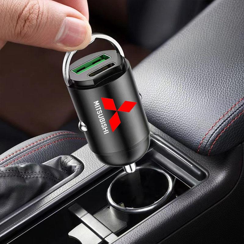 jbvr8 1PCS Phone Hidden Fast Charging Convert Plug Car Charger USB Type C Emblem For Mitsubishi ASX Lancer 10 Pajero Outlander L200