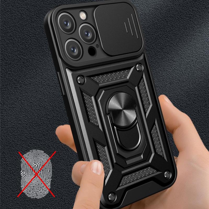 Ударопрочный Бронированный Чехол для iPhone 14 Pro Max Plus Слайдер для Камеры Защитное Кольцо Подставка Чехол для Телефона для iPhone 14pro 14promax 14plus Чехлы
