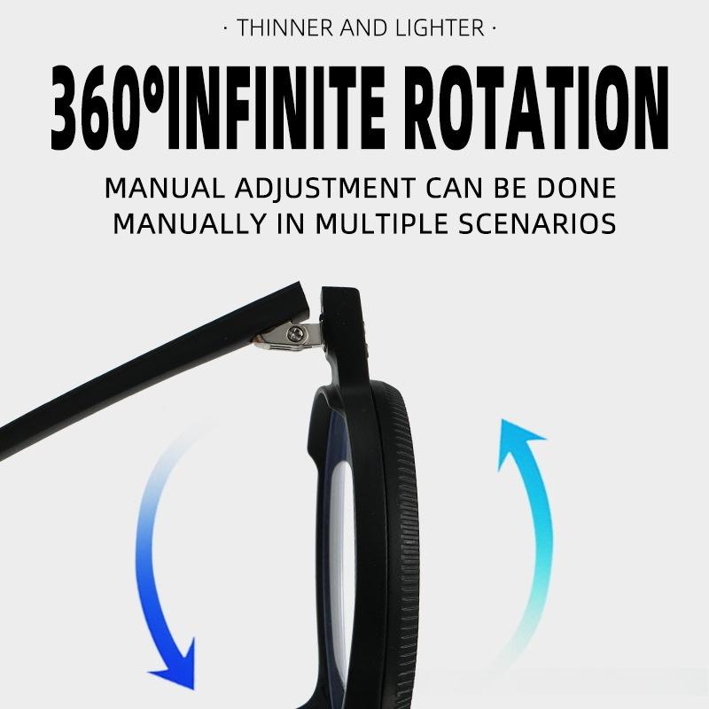 Прогрессивные мультифокальные очки для чтения, ручная регулировка на 360 градусов, регулируемые диоптрии, защита от синего света, круглые очки