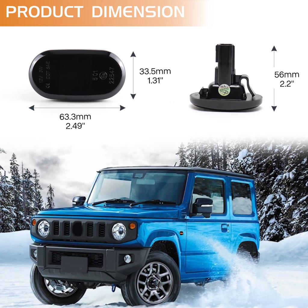 2PCS Dynamic Side Marker Turn Signal Indicator Repeater Light for Suzuki Jimny JB64W JB74 JB23 Chevrolet Cruze HR52S