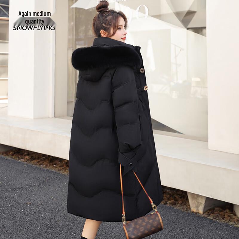 Xue Zhong Fei Women's Long Hooded Down Jacket with Detachable Fox Fur Collar