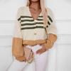 Women's Striped Sweater Autumn and Winter Contrast Color Knitted Cardigan Women