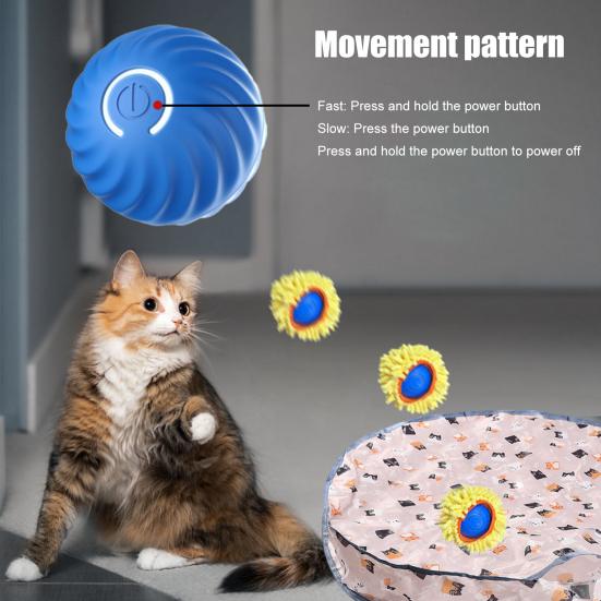 Интерактивные игрушки для кошек, живущих в помещении. Быстро катящийся мяч для игры в прятки. Мячи для кошек с 28-дюймовым игровым ковриком. Развлечения для кошек в помещении.