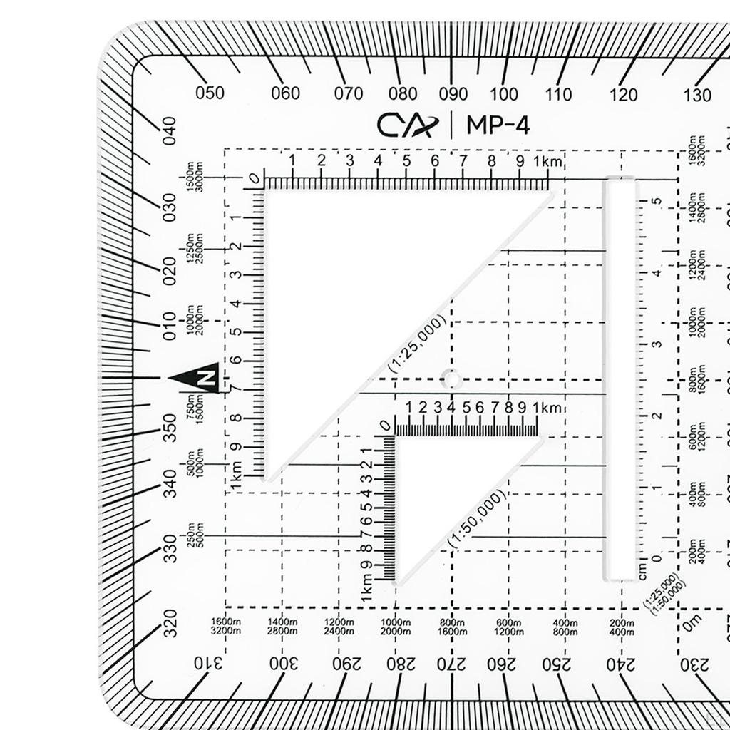 Protractor Ruler, Square Measuring Geographic Coordinate Pocket Grid for DIY Projects