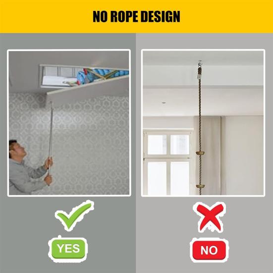 Комплект для подъема лестницы. 64-дюймовая телескопическая система подъема лестницы на чердак. Комплект крюков для подъема лестницы из нержавеющей стали для тросов.