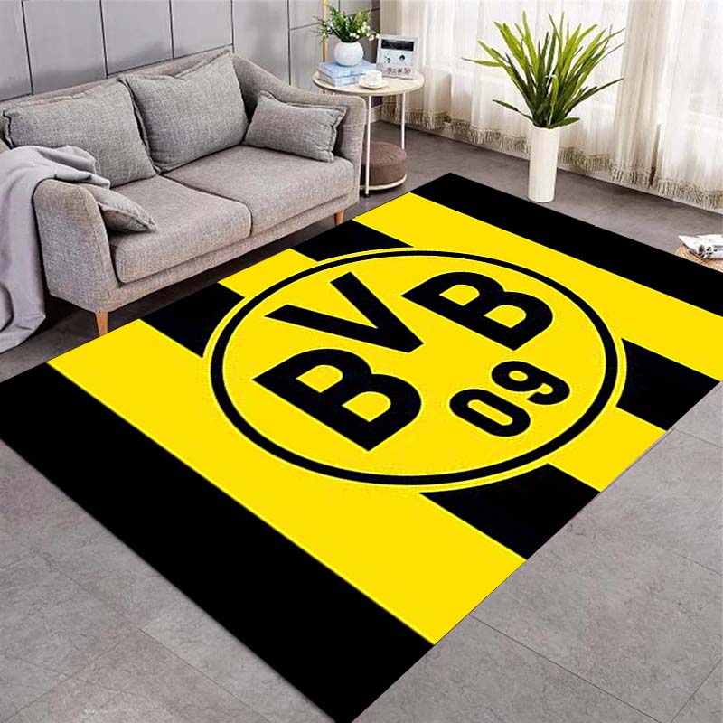 Коврик для пола с классическим полосатым логотипом BVB 09 Borussia Dortmund, Нескользящий коврик для дома, Идеальный подарок для футбольных болельщиков