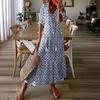 Бохо Принт А-силуэт Стройное Сексуальное Длинное Макси Платье для Женщин Летний Пляжный Отдых