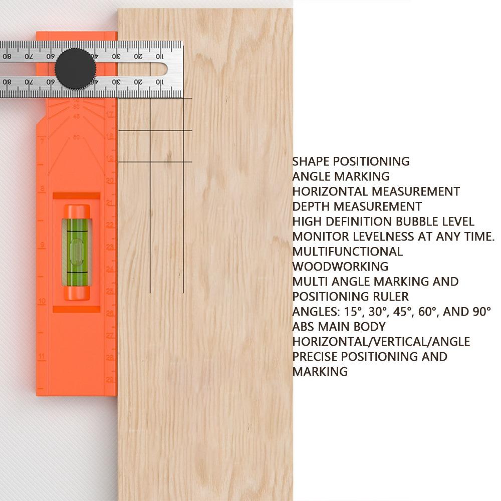 Level Gauge Multi-Angle Ruler Rotatable Knob Depth Measuring Gauge For Woodworking
