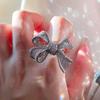Корейское 3D Кольцо с Изысканным Алмазным Бантом: Регулируемое, Блестящее и Смелое Кольцо на Указательный Палец для Женщин