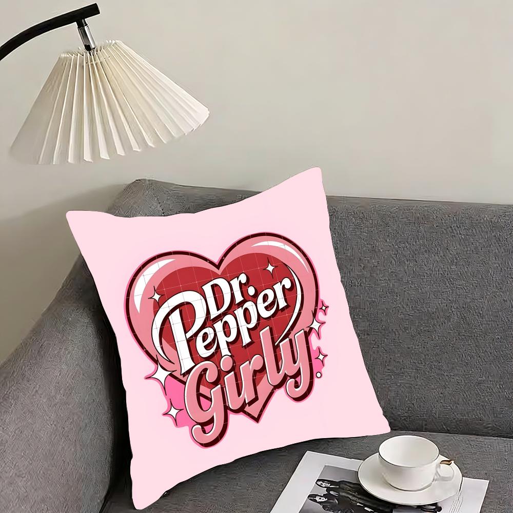CCherry Drink DrPepperR Brand Cushion Cover Pillowcase Ultra Soft Skin Friendly Fabric Cloud Like Comfort Concealed Zipper